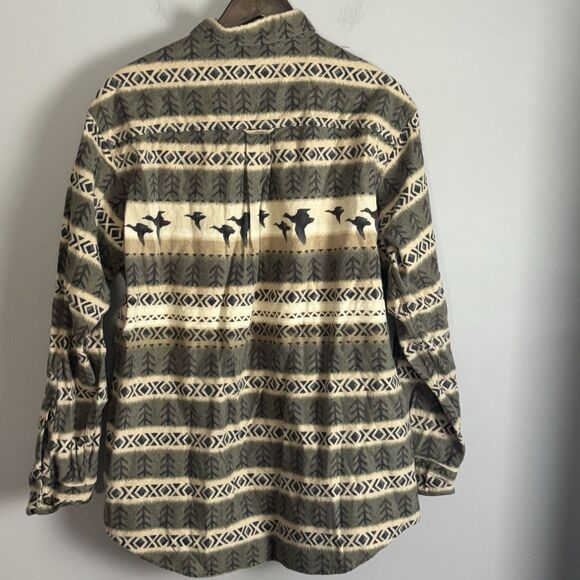 VINTAGE WOOLRICH Mens Beige Duck Chamois Long Sleeve Shirt Size L Outdoors Hunt - Picture 6 of 11